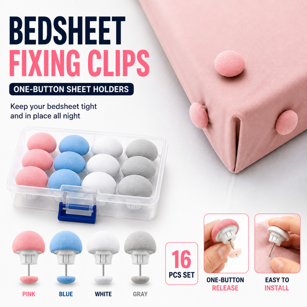 Bedsheet Anti-Slip Clips – 16 Pcs