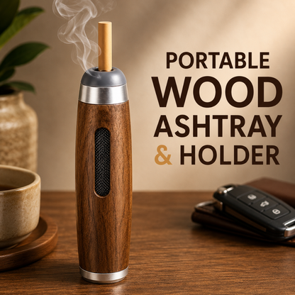 Premium Wood Ashtray Holder