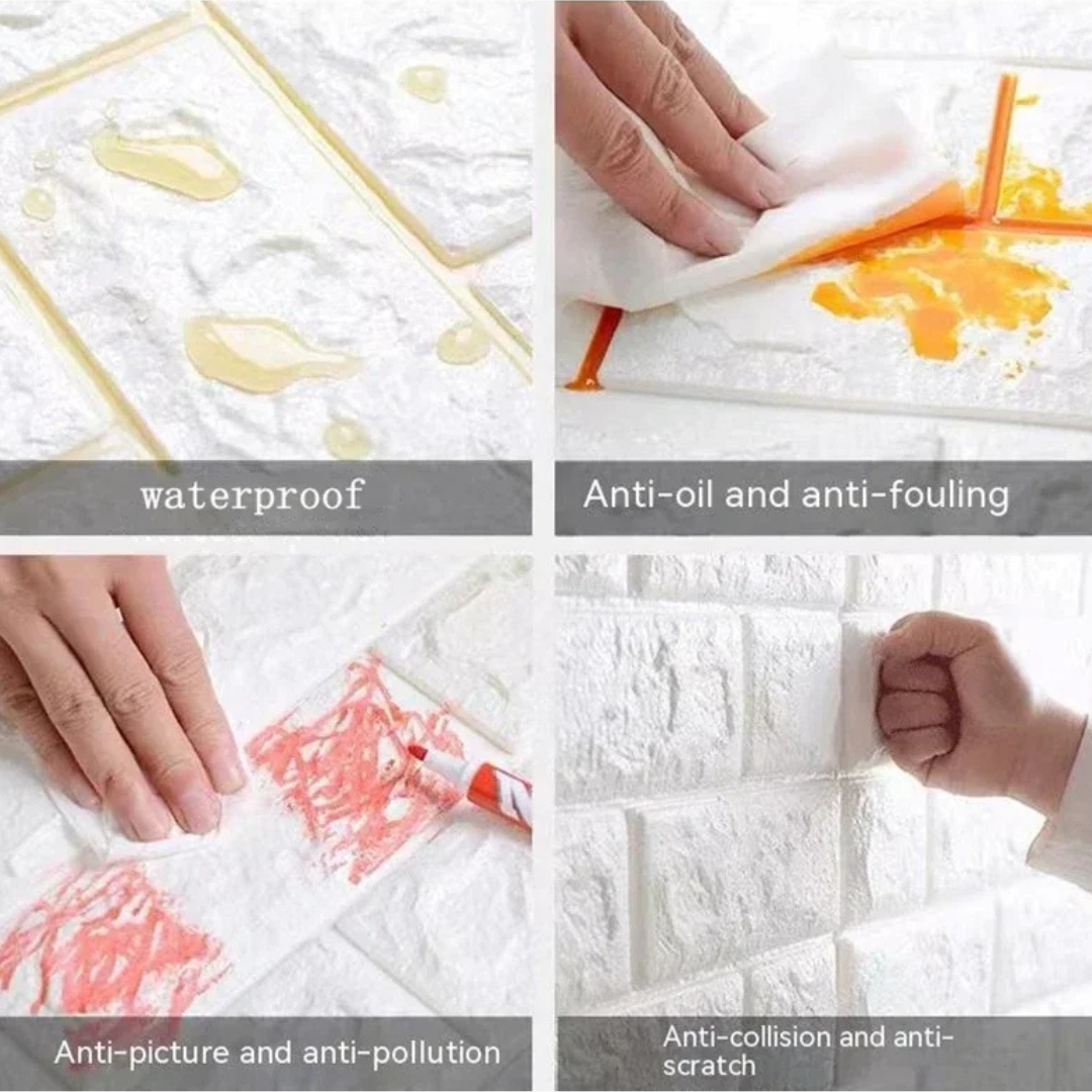 Realistic 3D Brick Wall Stickers – Waterproof