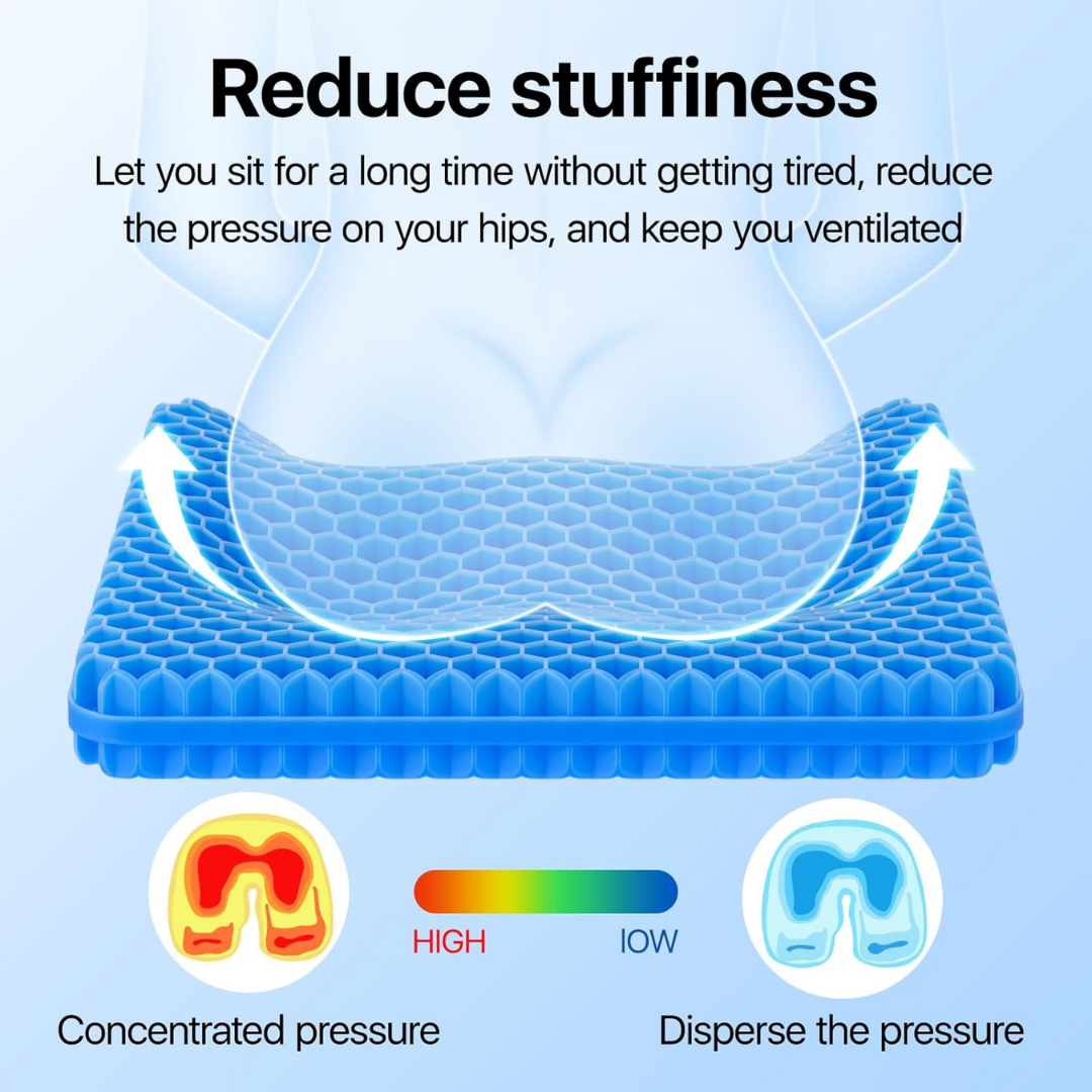 Gel Seat Cushion – Pressure Relief & Anti-Sweat Cooling Design